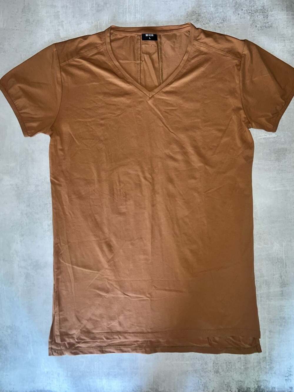 NEW Size Up Apparel Mens Brown V-Neck T-Shirt Size L